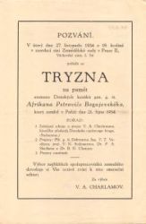 Ze sbírky pozvánek na akce ruské emigrace: tryzna ze A. P. Bogajevského (21. 10. 1934)