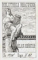 Ex libris chorvatského slavisty Milana Rešetara (1860–1942), tvůrce rozsáhlé knihovny ragusian
